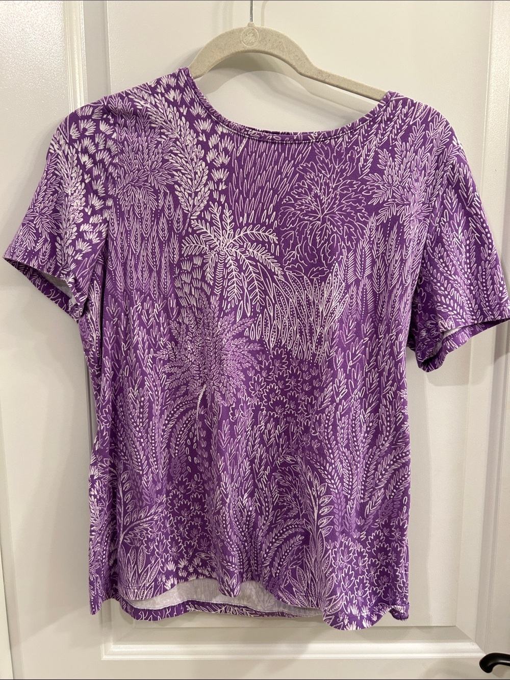 Talbots Purple Short-Sleeve Printed Tee